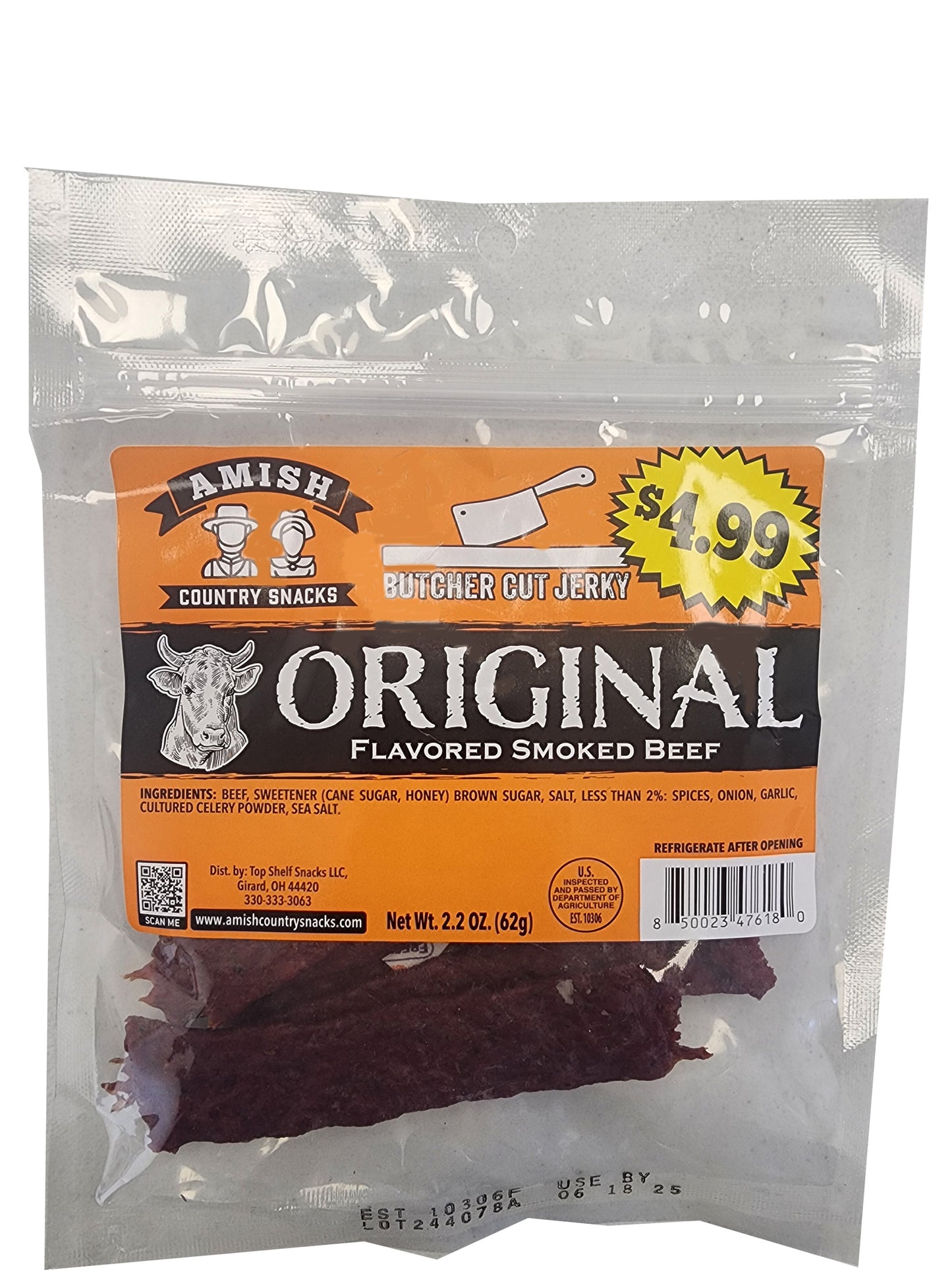 Original Jerky 2.2 oz bag - Amish Country Snacks