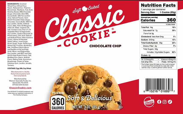 Classic Chocolate Chip Hershey Cookie  8 count box - Amish Country Snacks