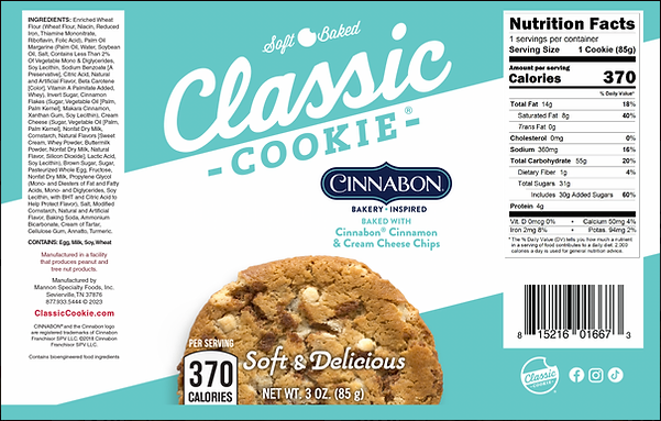 Classic Cinnabon Cookie  8 count box - Amish Country Snacks