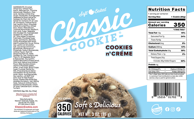 Classic Cookies N Creme Cookie 8 count box - Amish Country Snacks