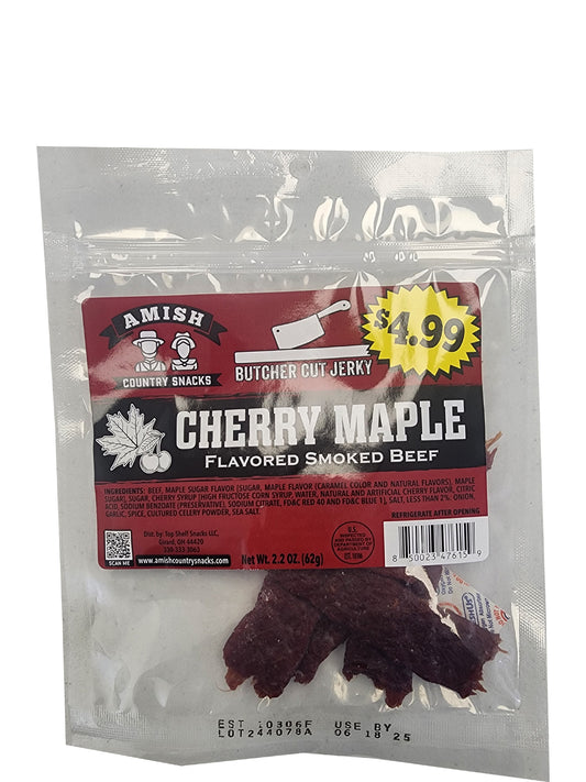 Cherry Maple Jerky  2.2 oz bag - Amish Country Snacks