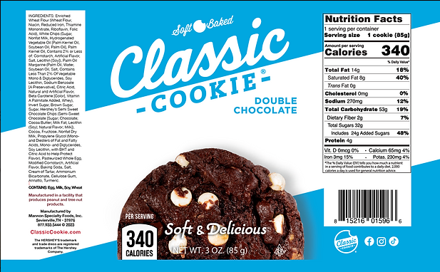Classic Double Chocolate Hershey Cookie 8 count box - Amish Country Snacks