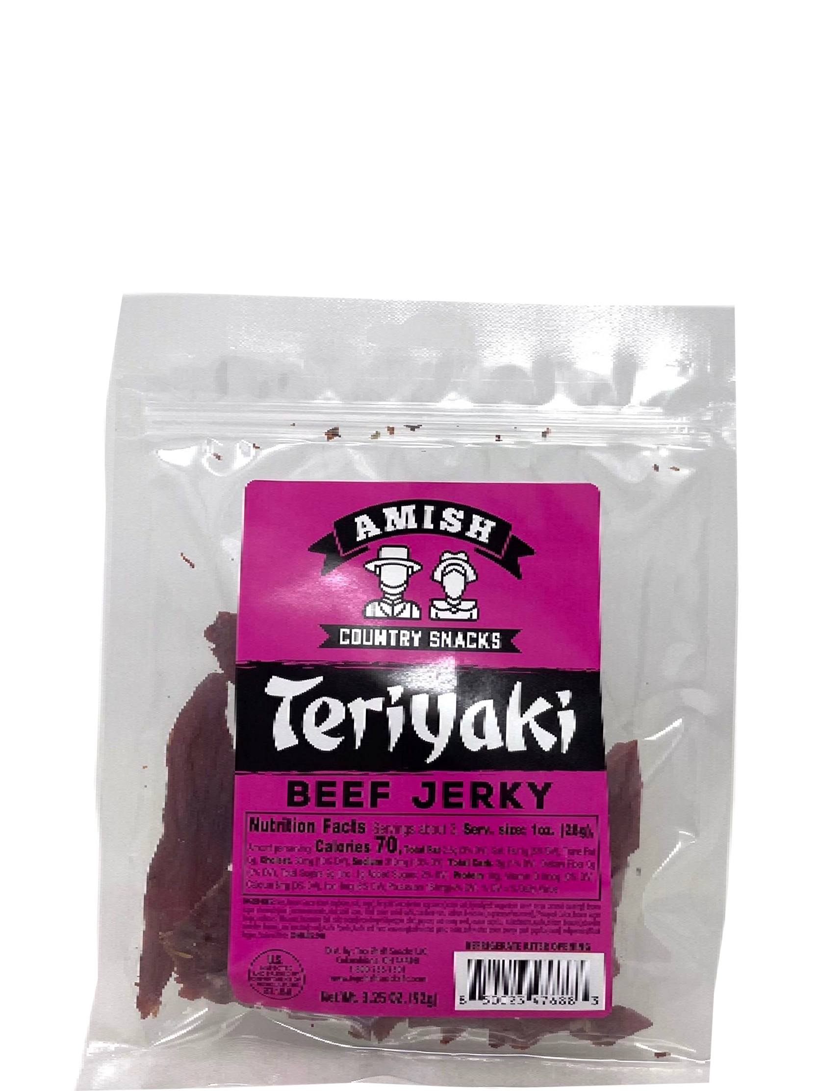 Amish Country Teriyaki Jerky  3.25 oz bag - Amish Country Snacks