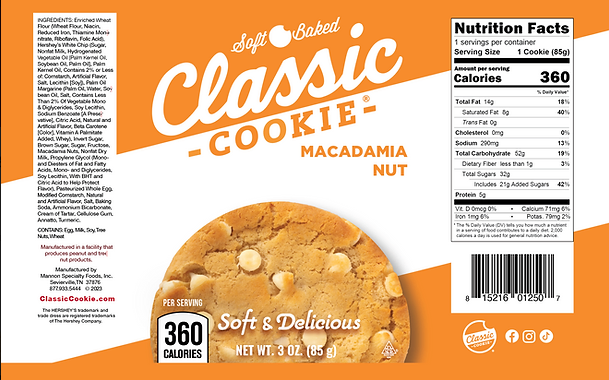 Classic Macadamia Hershey Cookie 8 count box - Amish Country Snacks