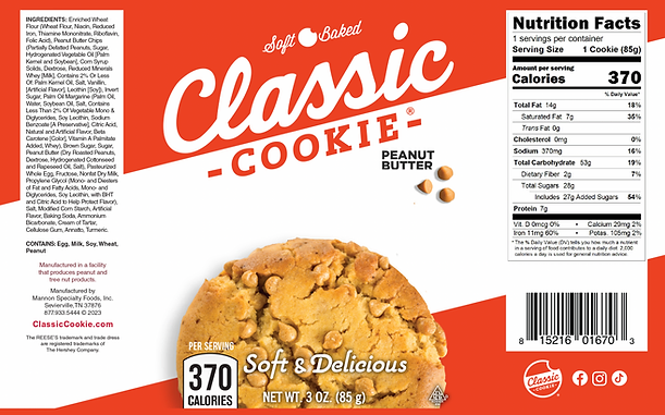 Classic Peanut Butter Reese's Cookie  8 count box - Amish Country Snacks